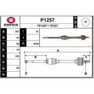 Приводной вал SNRA T P1257 P1257 Peugeot 306 1 (7A, 7C, N3, N5) Хэтчбек 1.9 D 92 л.с. 1993 – 1997 TP257