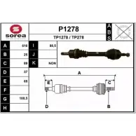 Приводной вал SNRA Peugeot 307 TP278 P1278 TP 1278