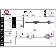 Приводной вал SNRA P1379 TP1 379 Peugeot 406 1 (8E, 8F) Универсал 2.0 16V HPi 140 л.с. 2001 – 2004 TP379