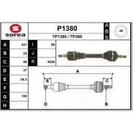 Приводной вал SNRA TP380 T P1380 Peugeot 406 1 (8B) Седан 2.2 HDi 133 л.с. 2000 – 2004 P1380