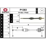 Приводной вал SNRA Peugeot 406 1 (8E, 8F) Универсал 2.0 16V HPi 140 л.с. 2001 – 2004 TP 1383 P1383 TP383