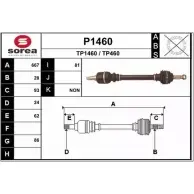 Приводной вал SNRA P1460 TP460 Fiat Scudo (270) 2 2007 – 2016 T P1460