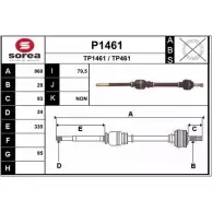 Приводной вал SNRA TP461 Fiat Scudo (270) 2 2007 – 2016 TP146 1 P1461