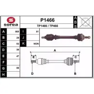 Приводной вал SNRA P1466 Peugeot 407 TP14 66 TP466