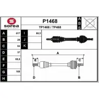 Приводной вал SNRA Peugeot 407 P1468 T P1468 TP468