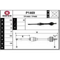 Приводной вал SNRA TP469 Peugeot 407 TP14 69 P1469