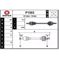 Приводной вал SNRA Peugeot 207 1 (SW, WK, PF1) Универсал 1.4 16V 95 л.с. 2007 – 2024 TP150 3 TP503 P1503