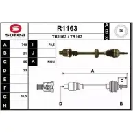 Приводной вал SNRA TR116 3 R1163 TR163 Renault Clio (BB, CB) 2 Хэтчбек 1.6 RN/RT Flex 110 л.с. 2000 – 2006