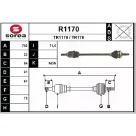 Приводной вал SNRA Renault Kangoo (FC) 1 Фургон 1.6 16V 4x4 (FC0L. FC0P. FC0S) 95 л.с. 2001 – 2025 TR170 R1170 TR 1170