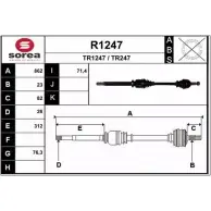 Приводной вал SNRA TR247 TR124 7 R1247 Renault Twingo (CN0) 2 Хэтчбек 1.5 dCi 90 86 л.с. 2010 – 2025