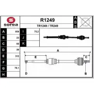 Приводной вал SNRA TR 1249 1194333450 TR249 R1249