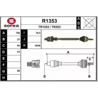 Приводной вал SNRA Renault Laguna (B56) 1 Хэтчбек 2.0 (556A) 139 л.с. 1999 – 2001 TR353 TR135 3 R1353