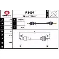 Приводной вал SNRA TR407 1194333712 R1407 TR1 407