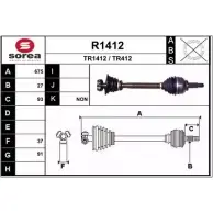 Приводной вал SNRA R1412 TR 1412 Opel Vivaro (A) 1 Автобус TR412