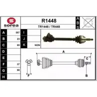 Приводной вал SNRA TR448 R1448 Renault Laguna (B56) 1 Хэтчбек 2.2 dT (B569) 113 л.с. 1996 – 2001 TR144 8