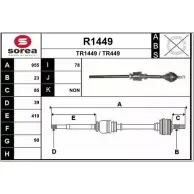 Приводной вал SNRA TR449 TR14 49 Renault Laguna (B56) 1 Хэтчбек 2.2 dT (B569) 113 л.с. 1996 – 2001 R1449