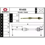 Приводной вал SNRA Renault Laguna (BG) 2 Хэтчбек 2.0 16V Turbo (BG0S. BG1L. BG1M) 163 л.с. 2003 – 2005 TR1 455 TR455 R1455