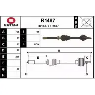 Приводной вал SNRA R1487 TR487 Renault Laguna (B56) 1 Хэтчбек 2.0 140 л.с. 1995 – 2001 TR 1487