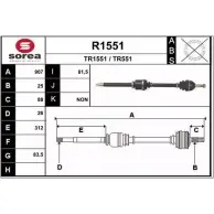 Приводной вал SNRA TR155 1 TR551 R1551 Renault Grand Scenic (JM) 2 Минивэн 1.5 dCi (JM1E) 106 л.с. 2005 – 2025