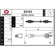 Приводной вал SNRA S3163 Suzuki Ignis (HR, MH) 1 Внедорожник SZ3163 SZ1 63