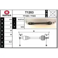 Приводной вал SNRA TT203 T1203 1194334335 TT1 203