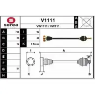 Приводной вал SNRA Seat Arosa (6H) 1 1997 – 2004 VW1111 V1111 V W111