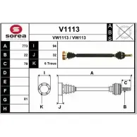 Приводной вал SNRA VW1 113 Seat Toledo (1L) 1 Хэтчбек 1.9 D 64 л.с. 1995 – 1999 V1113 VW113