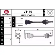 Приводной вал SNRA Seat Arosa (6H) 1 1997 – 2004 VW116 V1116 VW111 6