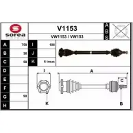 Приводной вал SNRA Skoda Fabia (5J) 2 2007 – 2014 V1153 VW153 VW 1153