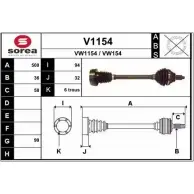 Приводной вал SNRA 1194334609 VW154 V1154 VW115 4