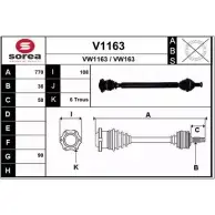 Приводной вал SNRA Seat Ibiza (6J5, 6P1) 4 Хэтчбек 1.9 TDI 105 л.с. 2008 – 2010 V1163 VW163 V W1163