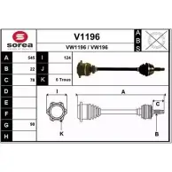 Приводной вал SNRA V1196 Volkswagen Golf 3 (1H1) Хэтчбек 1.8 75 л.с. 1991 – 1997 VW196 VW11 96