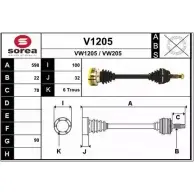 Приводной вал SNRA 1194334653 VW120 5 VW205 V1205