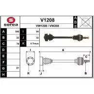 Приводной вал SNRA VW208 V1208 1194334657 VW12 08