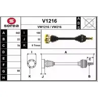 Приводной вал SNRA VW1 216 1194334659 VW216 V1216