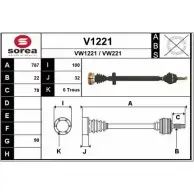 Приводной вал SNRA V1221 VW221 Volkswagen Golf 3 (1H1) Хэтчбек 1.8 75 л.с. 1991 – 1997 VW 1221