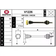 Приводной вал SNRA V1226 VW226 Volkswagen Golf 3 (1H1) Хэтчбек 1.4 60 л.с. 1991 – 1997 V W1226