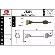 Приводной вал SNRA Seat Toledo (1M) 2 1998 – 2004 V1236 VW236 VW12 36