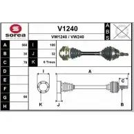 Приводной вал SNRA Volkswagen New Beetle (9C1, 1C1) 1 Хэтчбек 1.6 100 л.с. 1999 – 2000 VW 1240 VW240 V1240