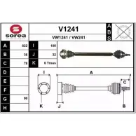 Приводной вал SNRA V W1241 V1241 VW241 Seat Toledo (1M) 2 1998 – 2004