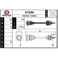 Приводной вал SNRA V1244 VW244 Volkswagen New Beetle (9C1, 1C1) 1 Хэтчбек 1.6 100 л.с. 1999 – 2000 VW1 244