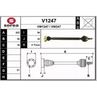 Приводной вал SNRA V1247 Volkswagen Bora (A4, 1J2) 4 Седан 1.4 16V 75 л.с. 2000 – 2005 VW1 247 VW247