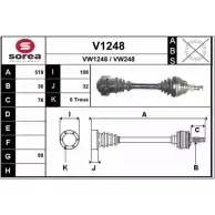 Приводной вал SNRA Volkswagen Bora (A4, 1J2) 4 Седан 1.9 TDI 4motion 115 л.с. 1999 – 2001 V1248 VW12 48 VW248