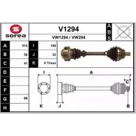 Приводной вал SNRA Seat Leon (1P1) 2 Хэтчбек 1.8 TSI 160 л.с. 2007 – 2012 VW1 294 V1294 VW294