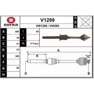 Приводной вал SNRA V1299 1194334757 VW129 9 VW299