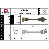 Приводной вал SNRA V1414 Volkswagen Transporter (T4) 4 Грузовик 2.4 D 78 л.с. 1990 – 1998 VW414 VW1 414