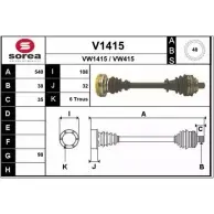 Приводной вал SNRA VW415 Volkswagen Transporter (T4) 4 Грузовик 2.4 D 78 л.с. 1990 – 1998 V1415 V W1415