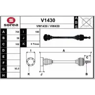 Приводной вал SNRA V1430 Volkswagen Caravelle (T5, 7H) 5 Автобус 3.2 V6 4motion 235 л.с. VW14 30 VW430