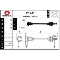 Приводной вал SNRA VW431 Volkswagen Caravelle (T5, 7H) 5 Автобус 3.2 V6 4motion 235 л.с. VW 1431 V1431
