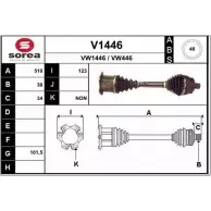 Приводной вал SNRA VW446 Ford Galaxy 1 (VX, VY, WGR) Минивэн 1.9 TDI 130 л.с. 2003 – 2006 VW 1446 V1446